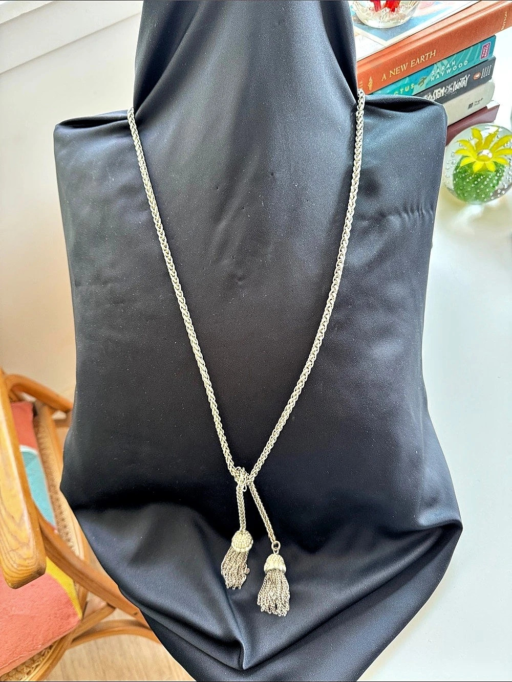 Jennifer Lopez JLO Silver-Tone Tassel & Rhinestone Lariat Necklace